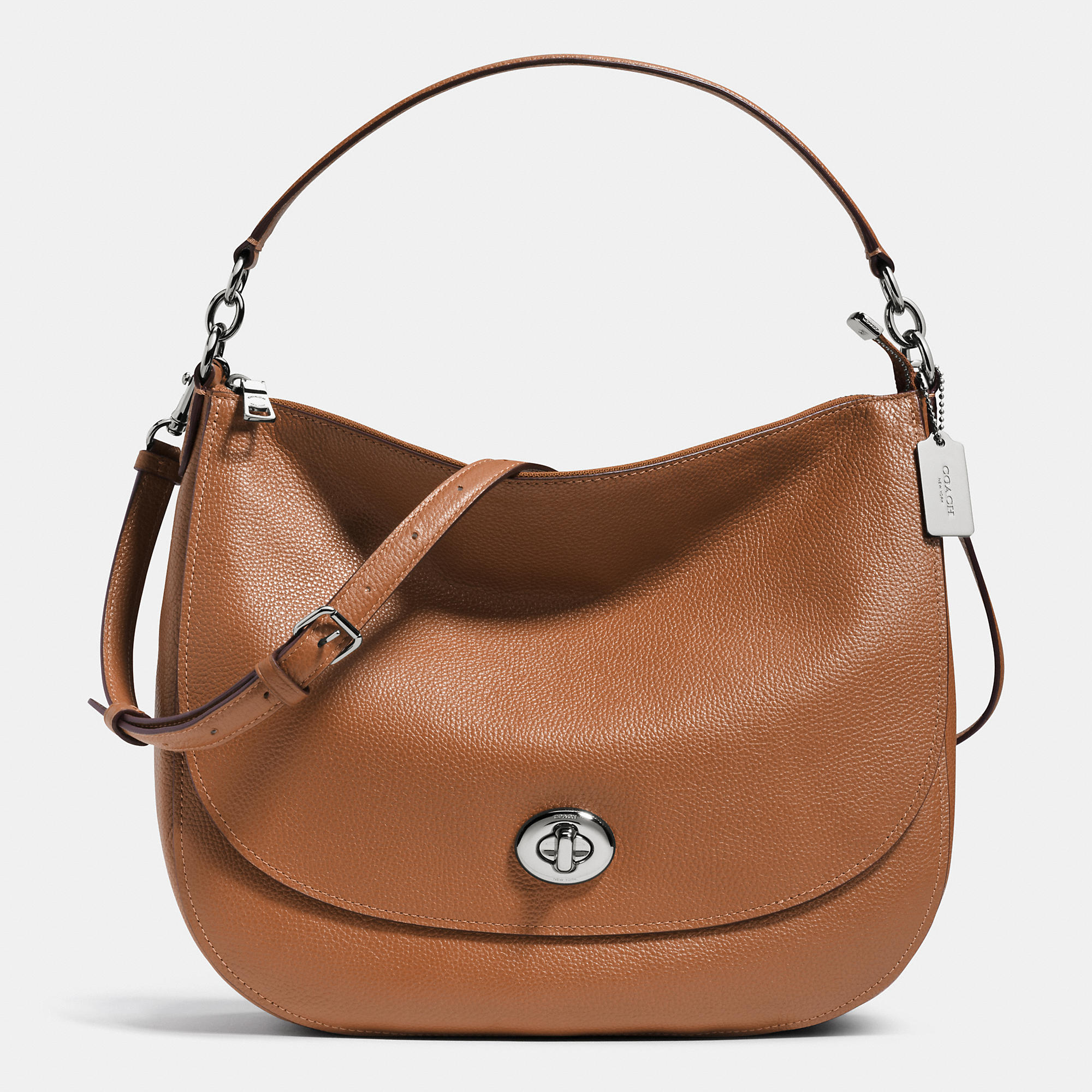 Brand Coach Turnlock Hobo In Pebble Leather | Women - Click Image to Close